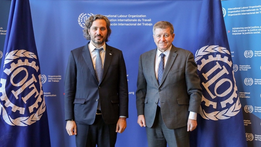 Cafiero analizó el trabajo conjunto con la OIT junto a su Director General, Guy Ryder