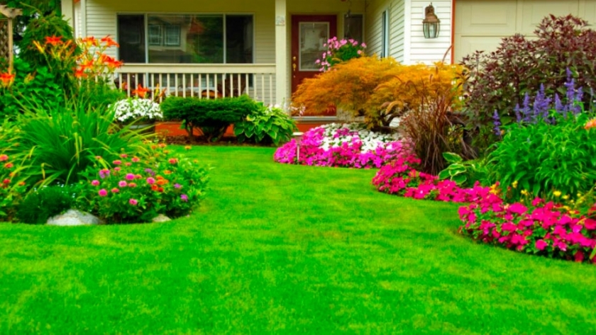 Un hermoso jardín en pleno otoño 