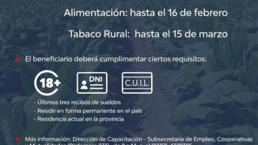 Trabajadores rurales: está abierta la inscripción para el Programa Intercosecha