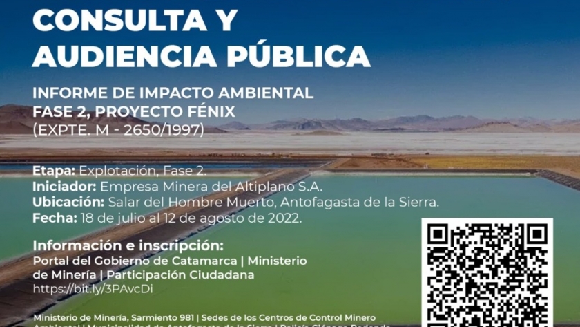 Minería inició la consulta y audiencia pública del Informe de Impacto Ambiental de la expansión de Fénix