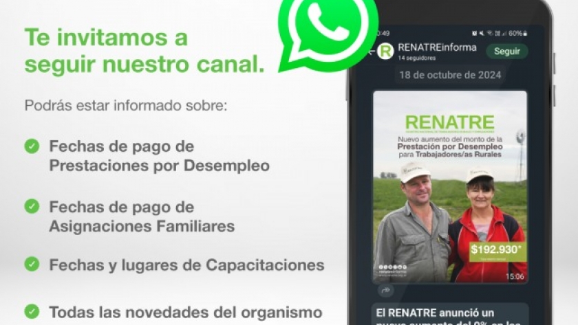 El Renatre estrena su canal de WhatsApp