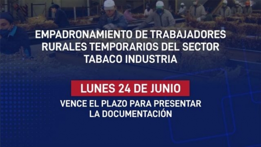 Se abrió la inscripción para el subsidio Intercosecha Tabaco