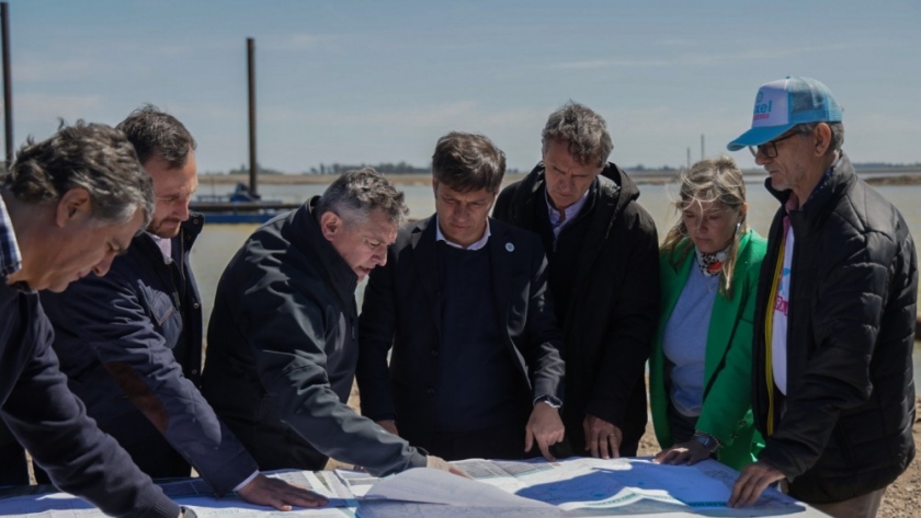 Katopodis y Kicillof recorrieron las obras de Ampliación de la Capacidad del Río Salado