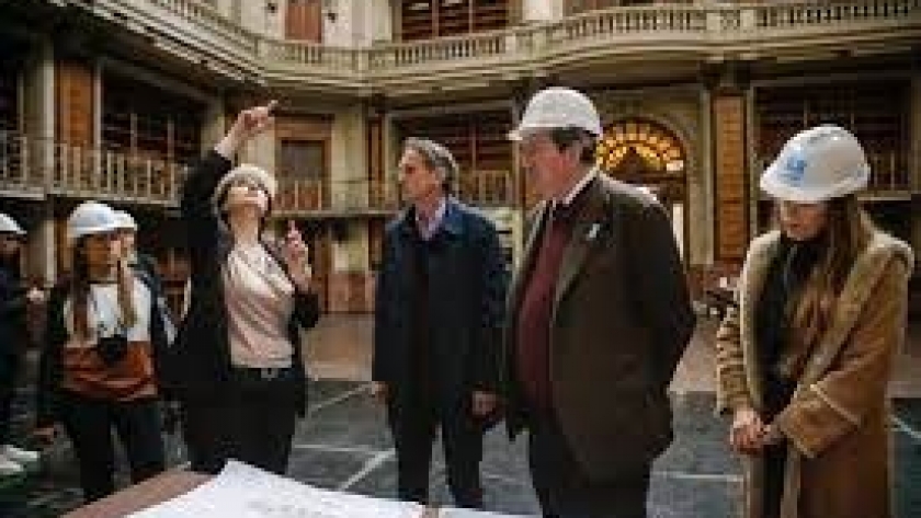 Katopodis y Bauer visitaron las obras de restauración de la Ex Biblioteca Nacional