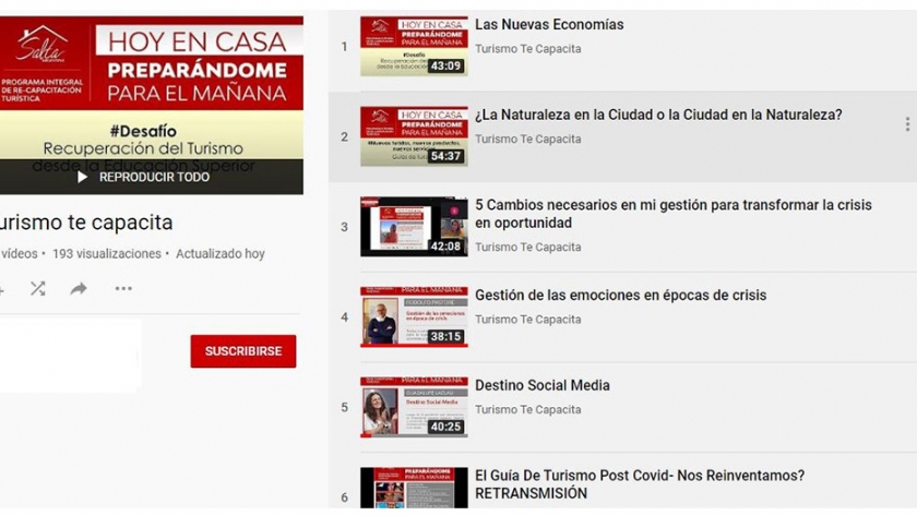 Los videos del Programa de recapacitación turística post pandemia tuvieron 18472 vistas