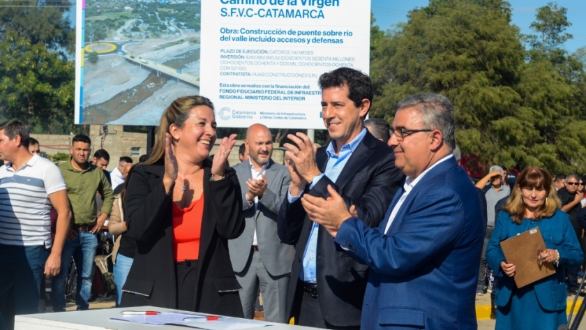 Raúl y Wado inauguraron el Puente en el Camino de la Virgen y firmaron convenios para ciclovías en rutas provinciales