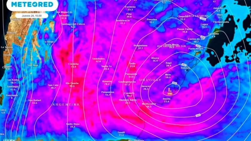 Se esperan acumulados de entre 70 y 120 mm entre martes y miércoles