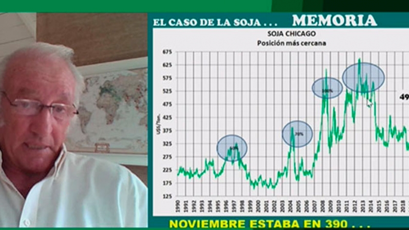 Enrique Erize calcula que la soja tocará los 550 dólares o más entre mayo y julio