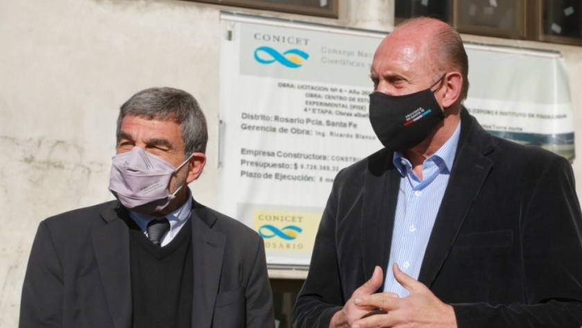 Perotti y Salvarezza recorrieron obras en el centro científico tecnológico Conicet-Rosario