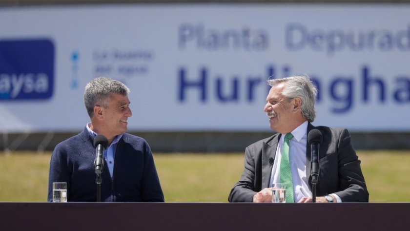 El presidente inauguró en Hurlingham un nuevo módulo de la Planta Depuradora