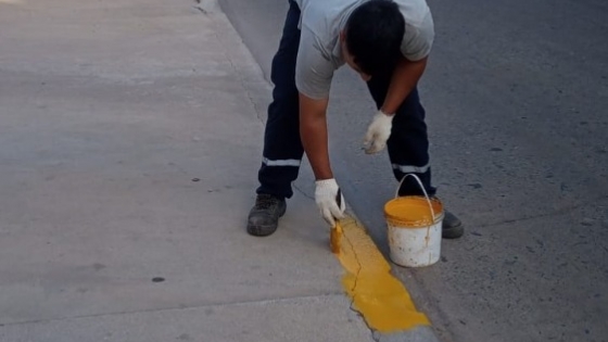 Trabajos de demarcaciones en tramo céntrico de calle Belgrano