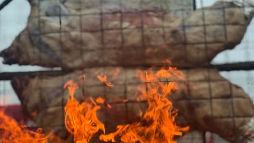 Asado de carcasa de búfalo invade la tradicional feria de Argentina