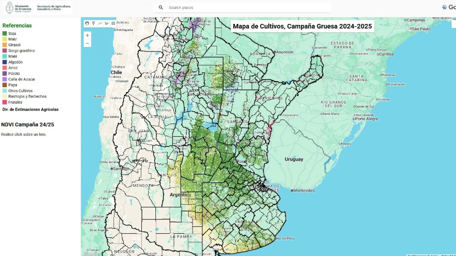 Mapa de Cultivos: el Gobierno lanzó una plataforma digital para analizar la producción agrícola en todo el país