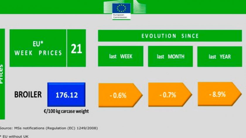 El precio del pollo en Europa cae a su nivel más bajo en 5 años