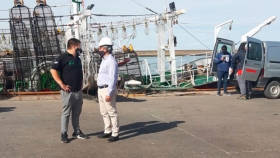 Puerto Deseado: 24 horas de descarga de calamar ininterrumpida