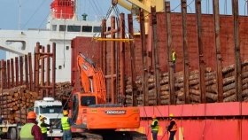 Entre Ríos: al año del inicio de la reactivación portuaria ya operaron 18 cargas de rollos de madera de la región con destino a China