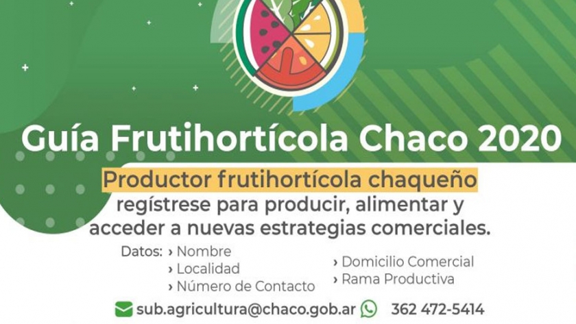 Guía Frutihortícola Chaco 2020: convocan a los productores a registrarse
