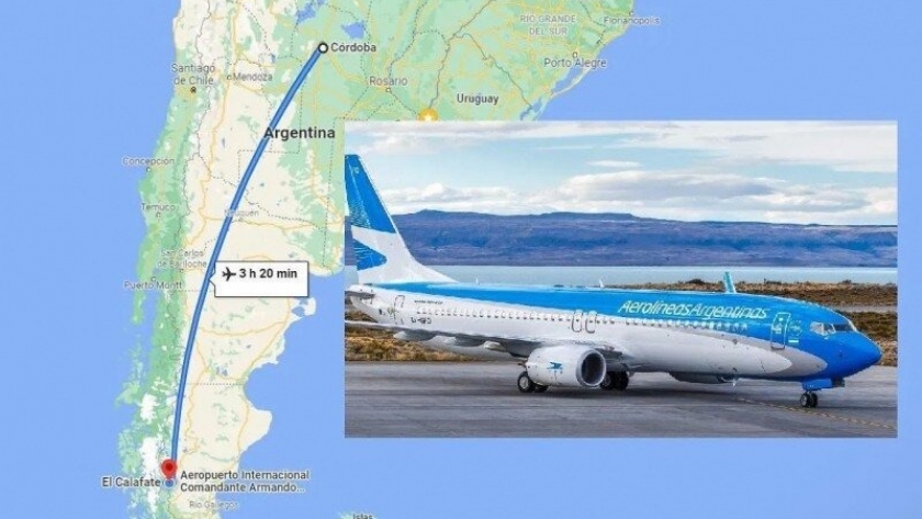 Aerolíneas Argentinas reanuda vuelos directos entre Córdoba y El Calafate