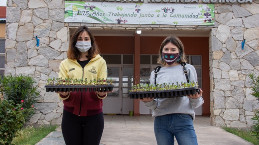 Una escuela autogestionada adquirió bandejas de plantines de Sol Puntano para que sus estudiantes desarrollen espacios de cultivo