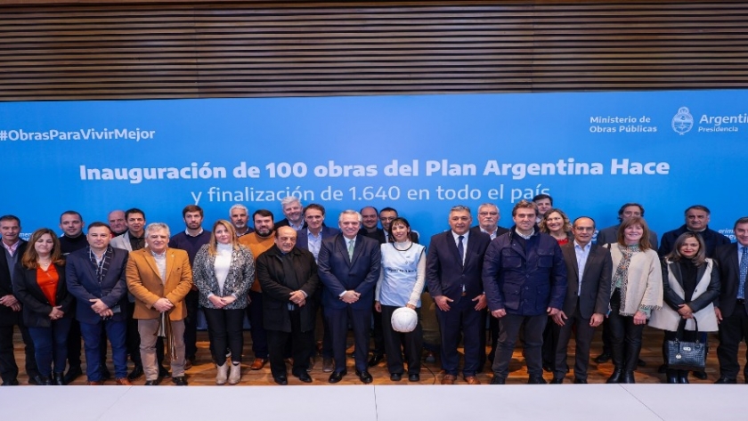 Alberto Fernández y Gabriel Katopodis, inauguraron 100 obras del Plan Argentina Hace de manera simultánea