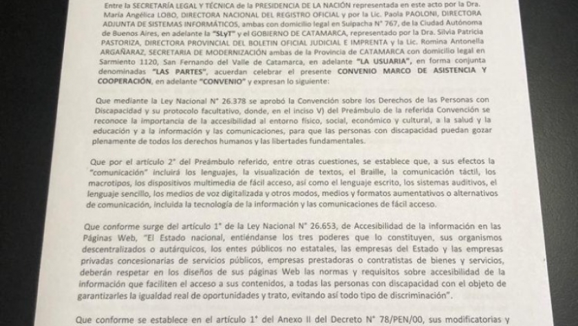 Firma de Convenio Marco de Asistencia y Cooperación con la Secretaría Legal y Técnica de la Presidencia de la Nación