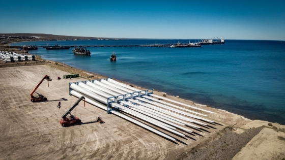 Nueva descarga de componentes para el parque eólico La Flecha en el Muelle Storni