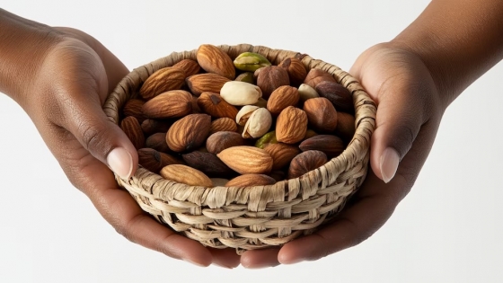 Alimentos vegetales ricos en hierro: pistachos, damascos y almendras