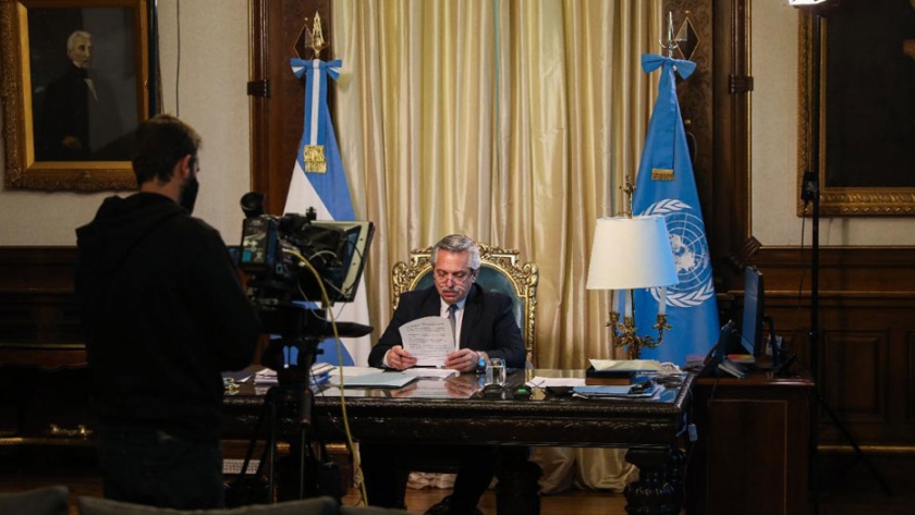 En la ONU, el Presidente convocó al diálogo, la solidaridad y la cooperación mundial para superar la crisis sanitaria y social