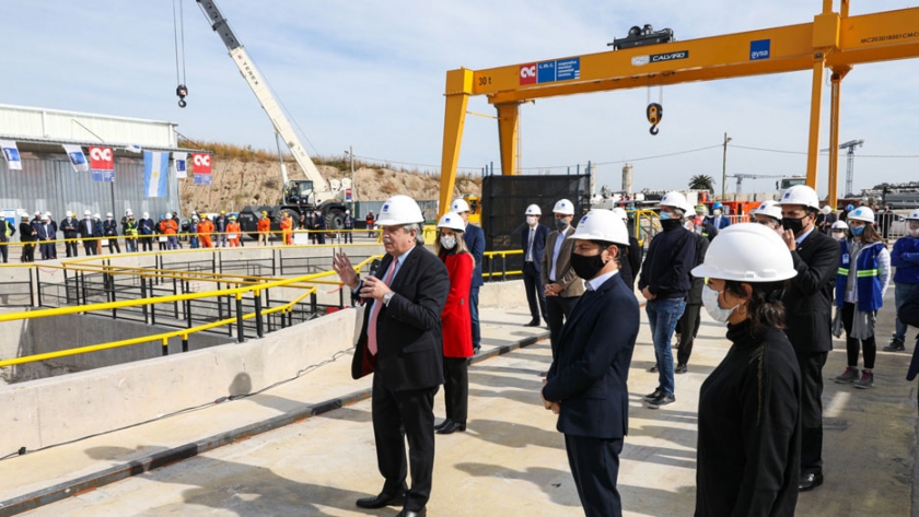 Alberto Fernández, Kicillof y Katopodis participaron de la bajada de una tunelera del Sistema Agua Sur