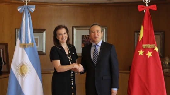 Reunión de la Canciller Mondino con el Embajador de la República Popular China, Wang Wei