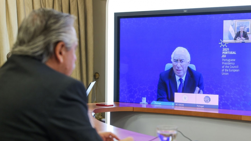 El Presidente mantuvo una videoconferencia con el primer ministro de Portugal, Antonio Costa