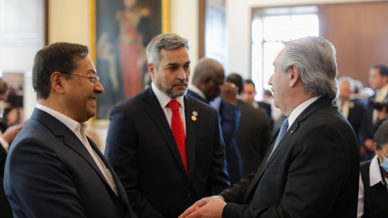 <El presidente Alberto Fernández participó esta tarde de la asunción de su par de Colombia, Gustavo Petro
