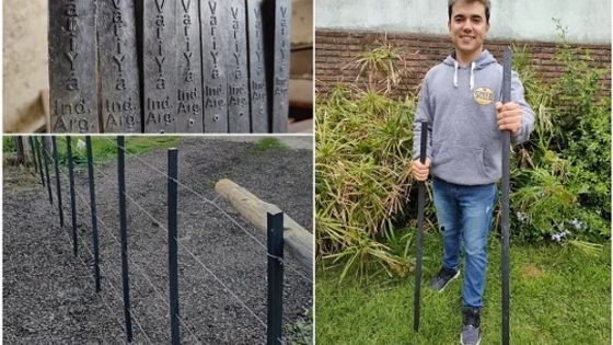 <Único en el campo: el joven de Entre Ríos que soñaba con darle un nuevo uso al plástico y ahora produce varillas flexibles que duran más de 40 años