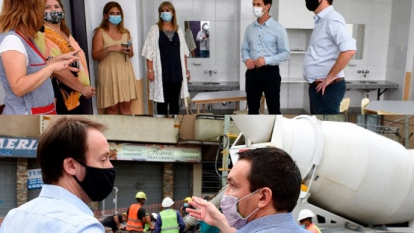 Pablo López recorrió obras de pavimentación vial y ampliación escolar