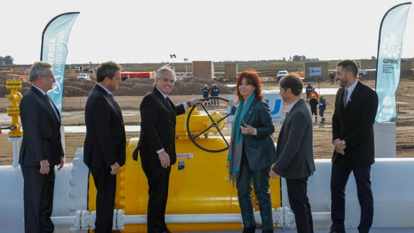 Alberto Fernández, Sergio Massa y Cristina Kirchner inauguraron el gasoducto Néstor Kirchner