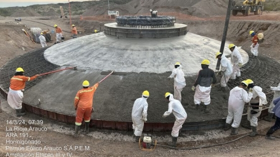 Ingeniería riojana en acción: Parque Eólico Arauco continúan las obras de hormigonado en PEA III etapa II