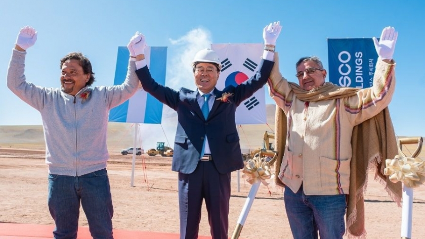 Sáenz y autoridades de Posco pusieron en marcha la obra de la primera planta comercial de hidróxido de litio