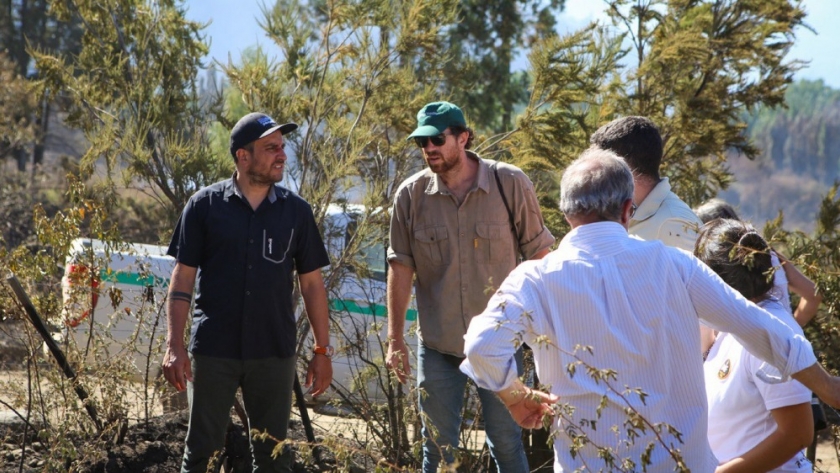 Cabandié supervisó el operativo de combate de incendios forestales en la Comarca Andina