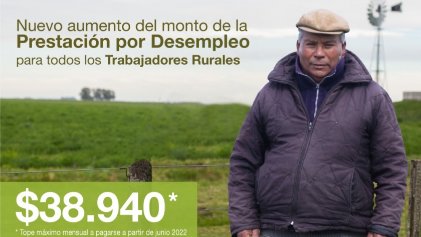 El RENATRE aumentó más de un 80% la Prestación por Desempleo para trabajadores rurales