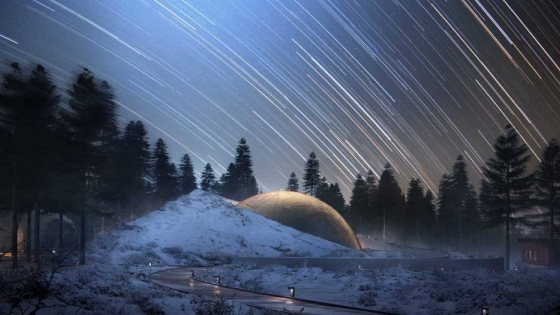 La aurora boreal en un planetario noruego