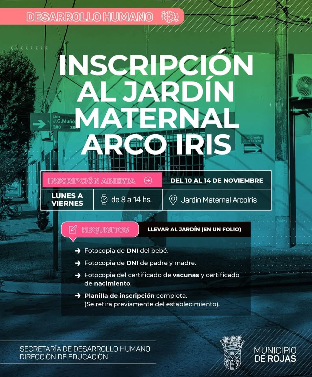 Abren la inscripción para 2026 en el Jardín Maternal Arco Iris de Rojas