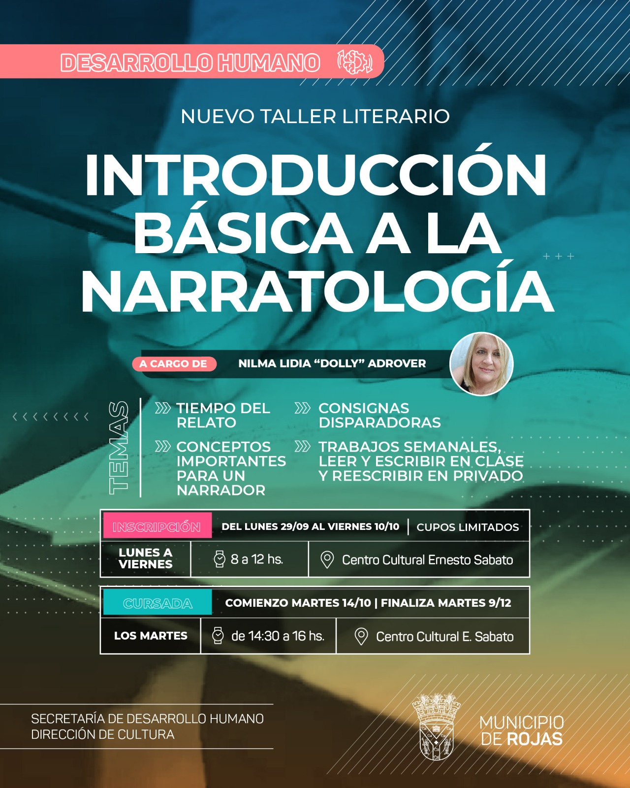 Nuevo taller literario en Rojas: “Introducción Básica a la Narratología” con Dolly Adrover