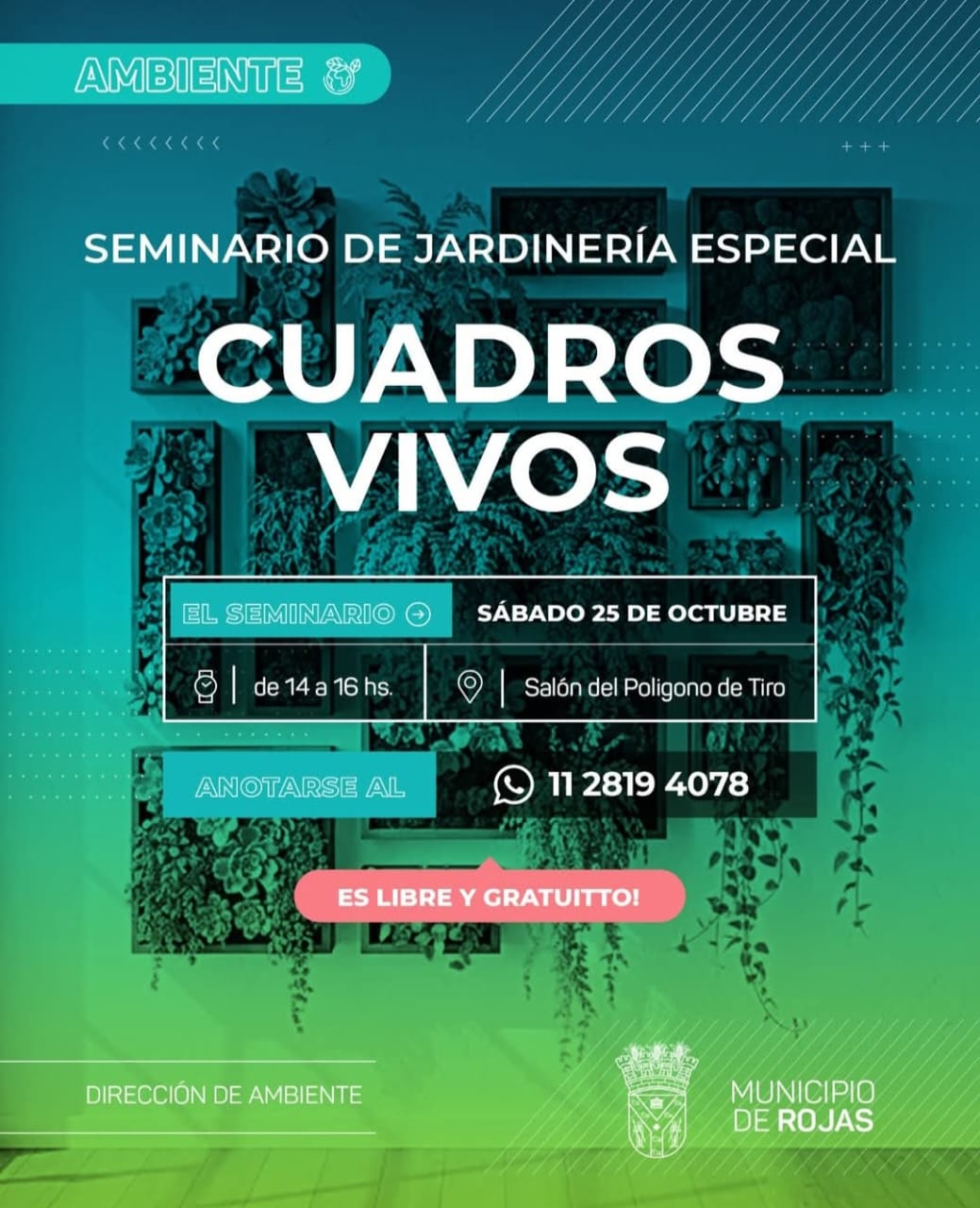Rojas invita a un seminario gratuito de jardinería sobre “Cuadros vivos”