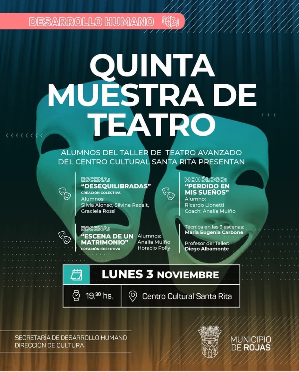 Rojas anuncia la 5ª Muestra de Teatro con entrada libre y gratuita