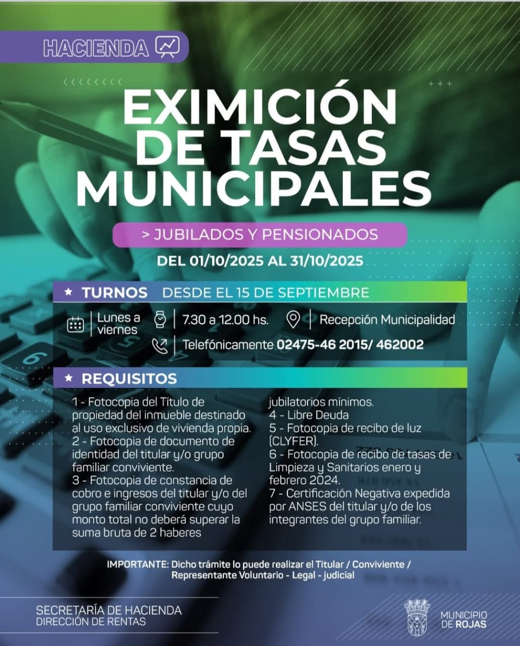 Eximición de tasas municipales en Rojas: beneficios para jubilados, pensionados y personas con discapacidad