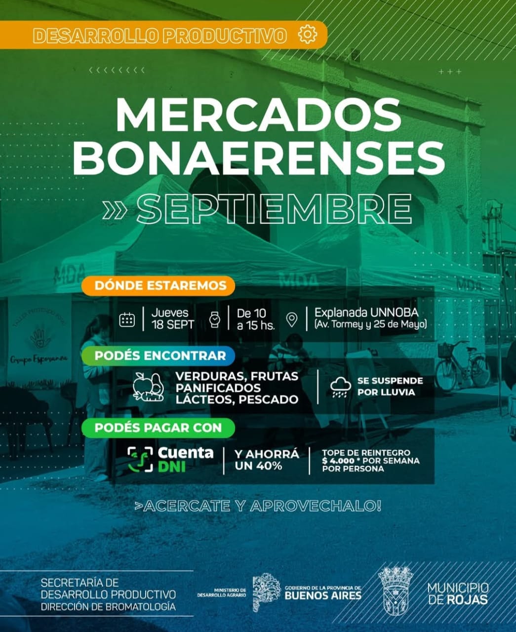 El Jueves 18 de Septiembre llega Mercados Bonaerenses a la Explanada de la UNNOBA