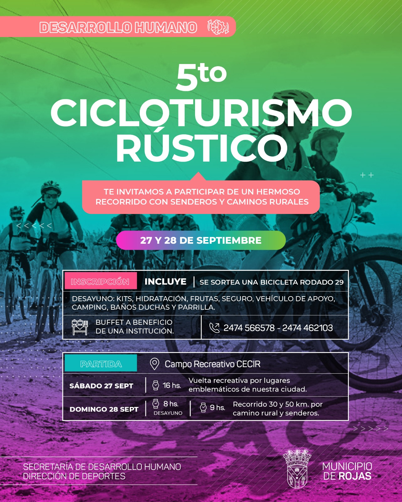 Llega el 5º Cicloturismo Rústico a Rojas: deporte, naturaleza y solidaridad