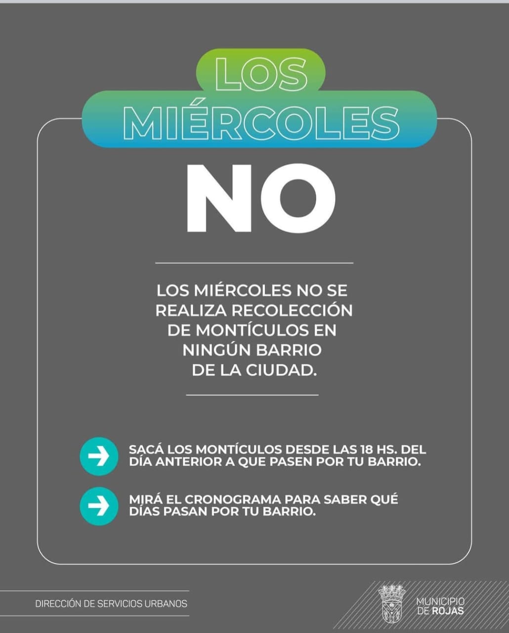 Miércoles sin recolección: el Municipio de Rojas refuerza el cronograma para mantener la ciudad limpia