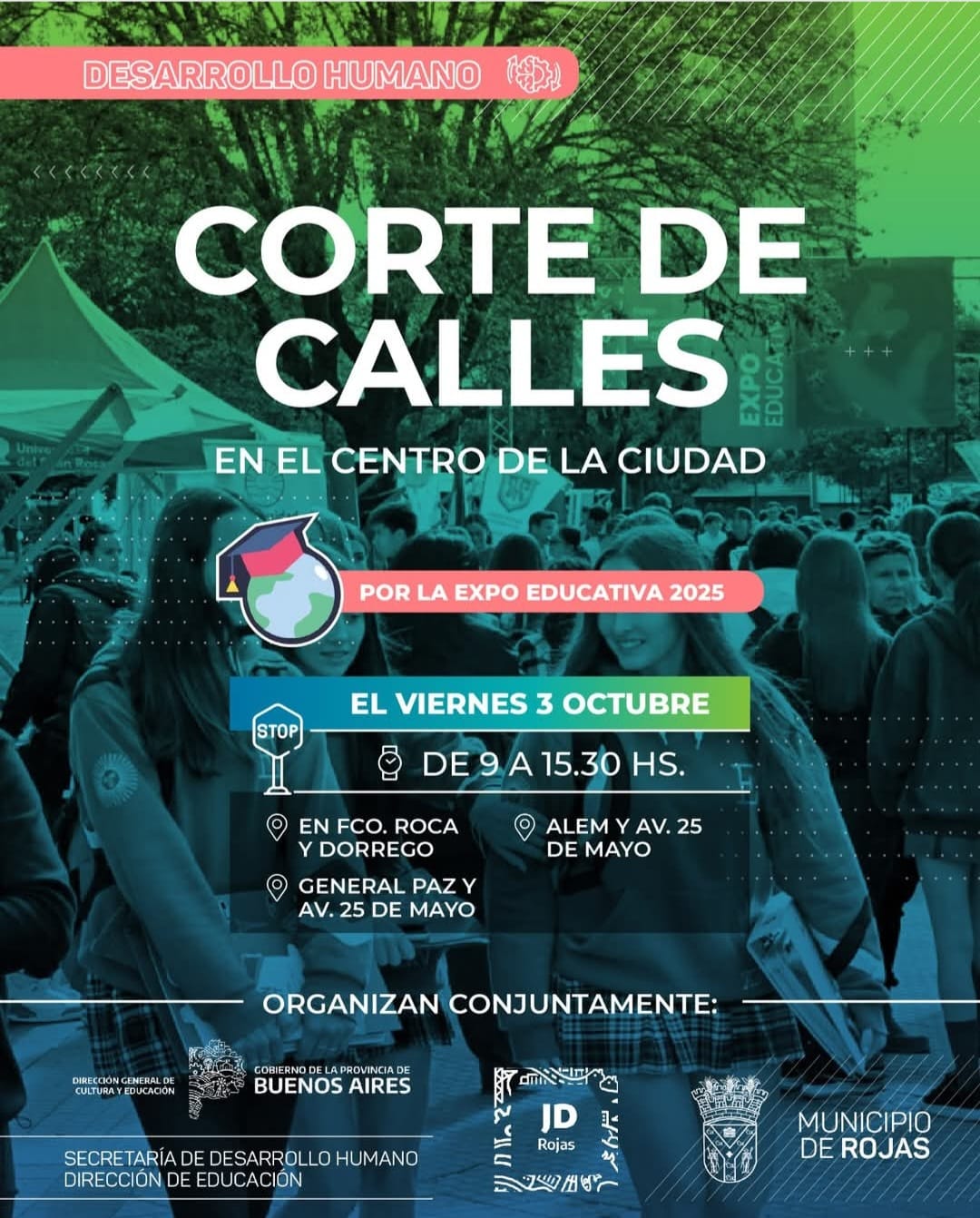 Cortes de tránsito en Rojas por la Expo Educativa 2025