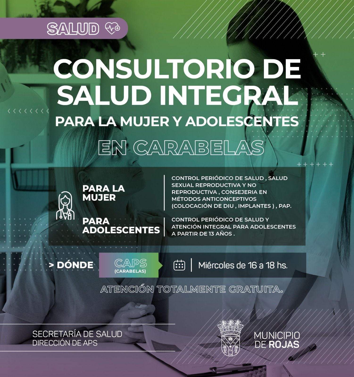 Consultorio gratuito de Salud Integral para Mujeres y Adolescentes en Carabelas